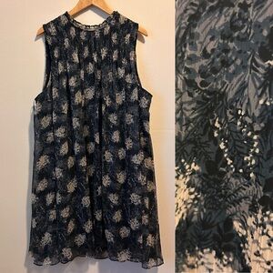 Joie Women’s 2XL Navy Floral Print Knee Length Sleeveless Dress